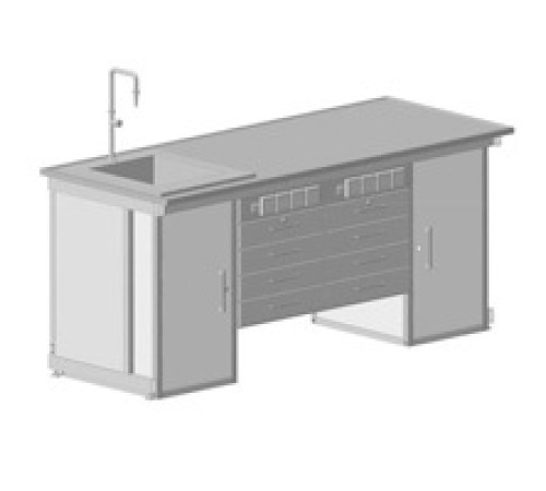 Стол с двумя напольными и подвесными тумбами, электрикой, водой 2000х750х900 (Арт: 56.0551.01.18) Стол с двумя напольными и подвесными тумбами, электрикой, водой 2000х750х900 (Арт: 56.0551.01.18)